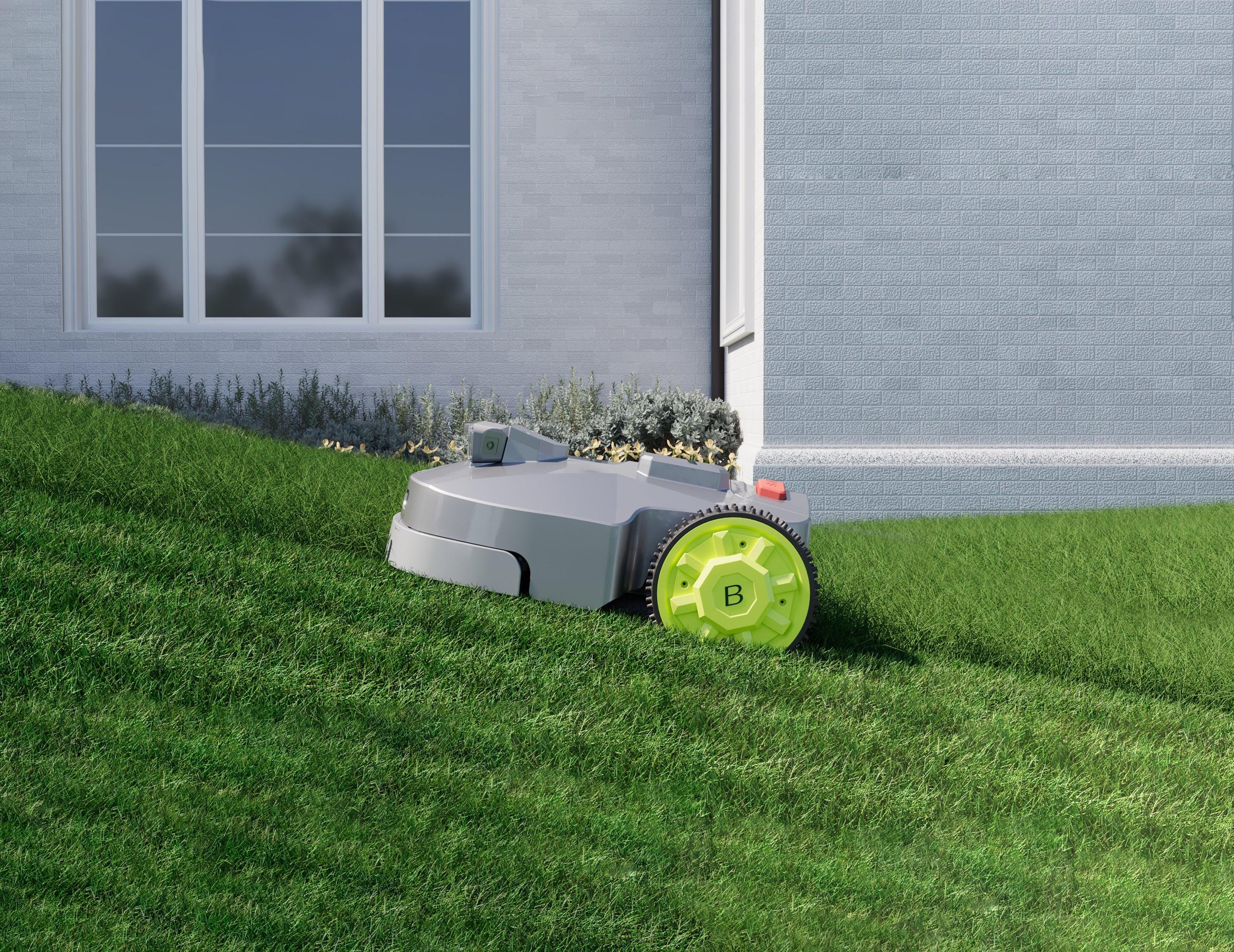 Robot lawn mower maintaining a perfectly cut lawn at a rental property