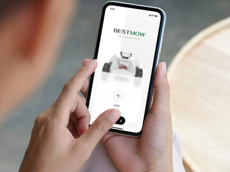 people set up a robot mower through app